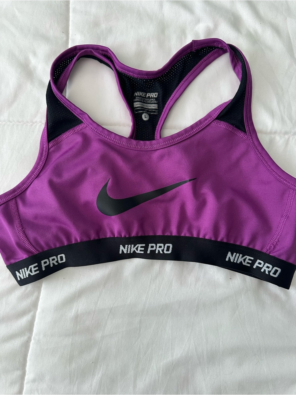 Nike Purple Racerback Sports Bra with Black NIKE PRO Band